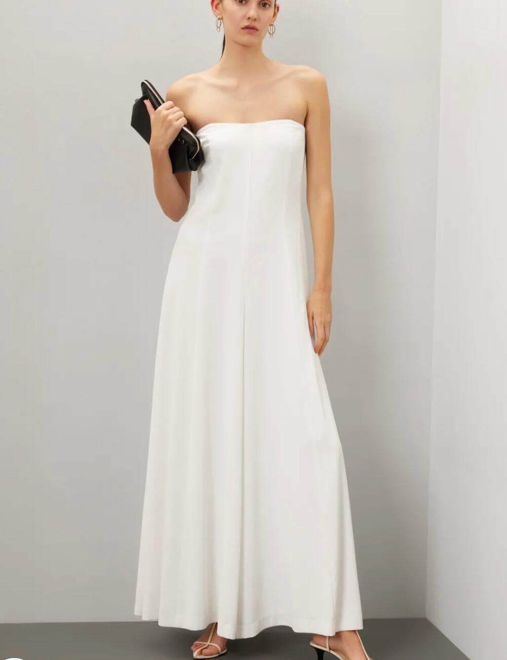 Rosetta Getty White Wide Leg Jumpsuit SIZE 6 Strapless Cocktail Designer $440
